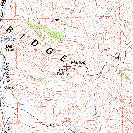 Topographic Map of Flattop, CA