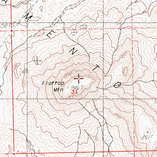 Topographic Map of Flattop Mountain, CA