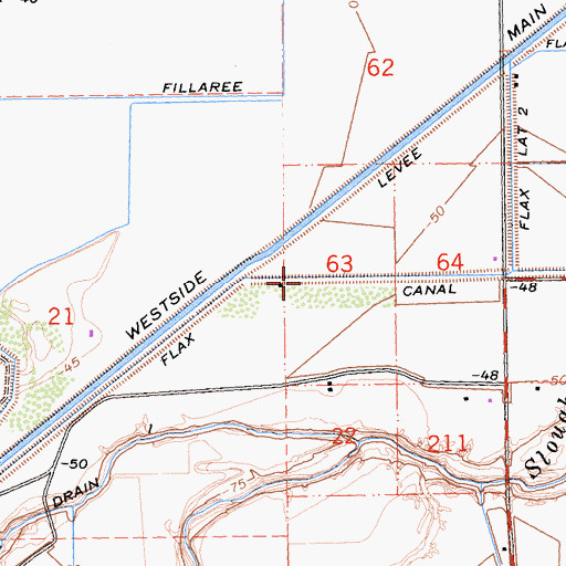 Topographic Map of Flax Canal, CA
