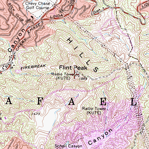Topographic Map of Flint Peak, CA