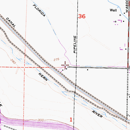 Topographic Map of Florida Drain, CA