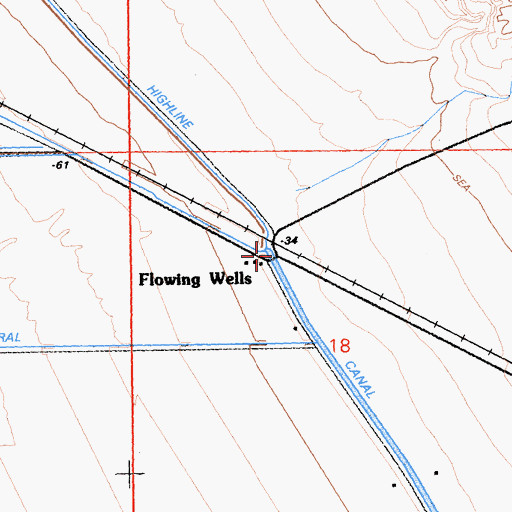 Topographic Map of Flowing Wells, CA
