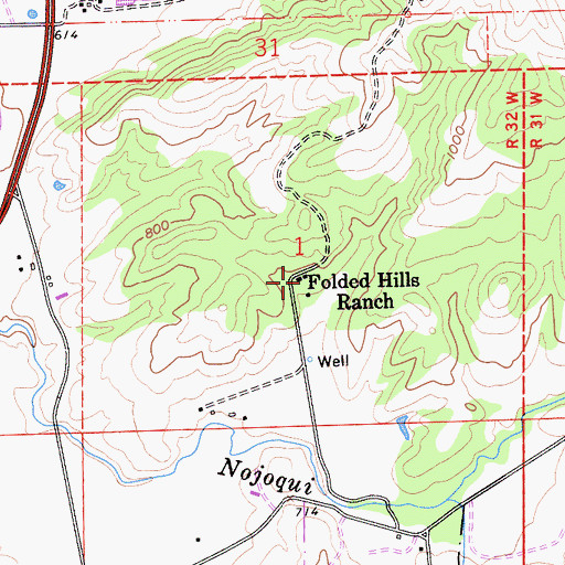 Topographic Map of Folded Hills Ranch, CA
