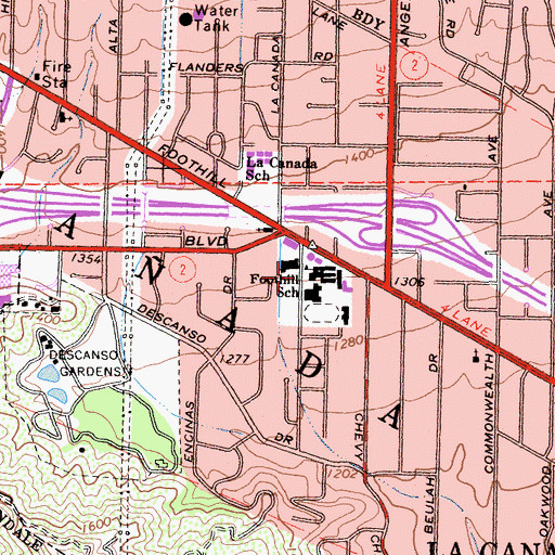 Topographic Map of Foothill School, CA