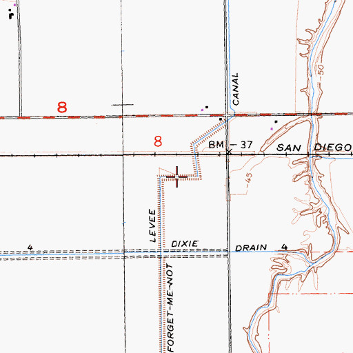 Topographic Map of Forget-Me-Not Canal, CA