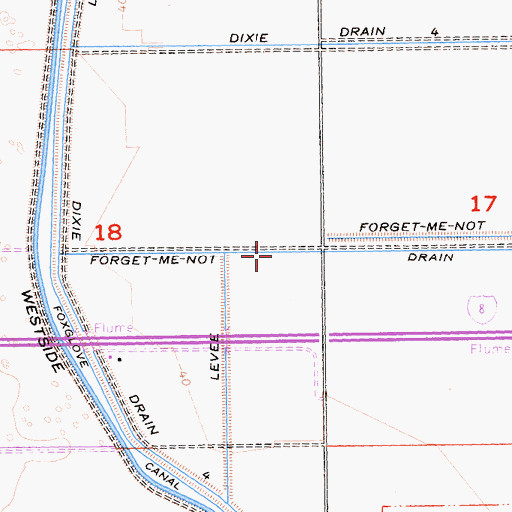 Topographic Map of Forget-Me-Not Drain, CA