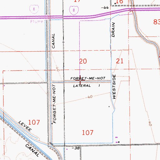 Topographic Map of Forget-Me-Not Lateral One, CA