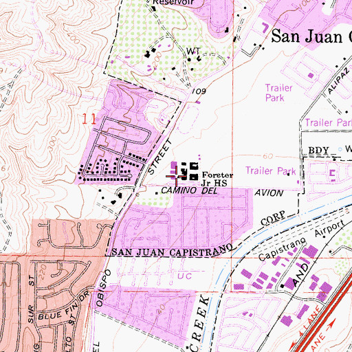 Topographic Map of Marco Forster Middle School, CA