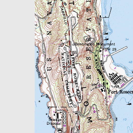 Topographic Map of Fort Rosecrans National Cemetery, CA