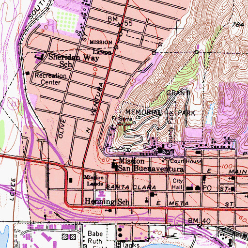 Topographic Map of Father Serra Cross, CA