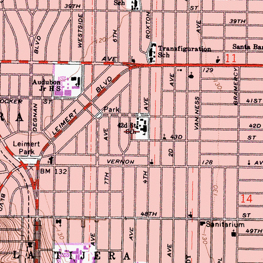 Topographic Map of Foty-Second Street Elementary School, CA