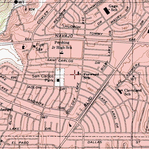 Topographic Map of Forward School, CA