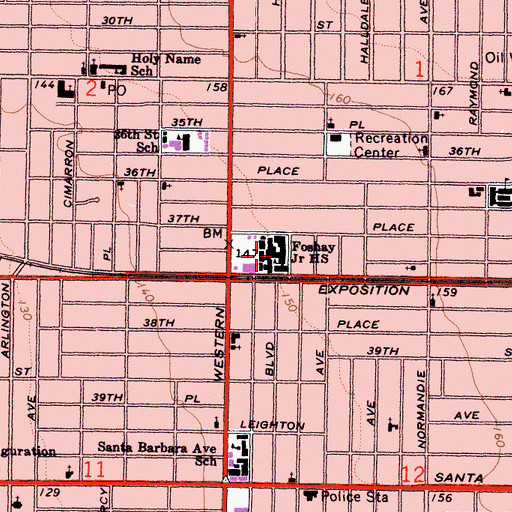 Topographic Map of Foshay Learning Center, CA
