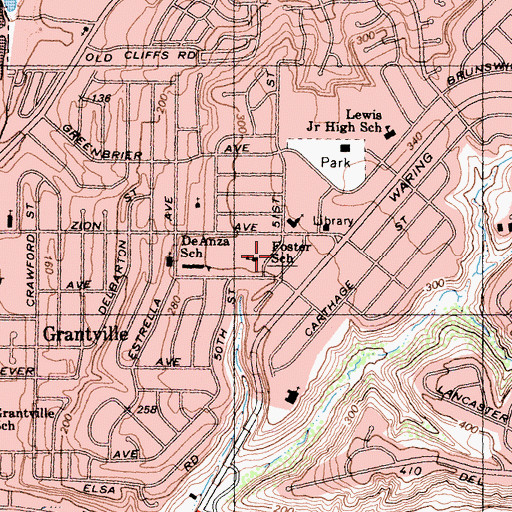 Topographic Map of Foster Elementary School, CA