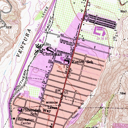 Topographic Map of E P Foster Elementary School, CA