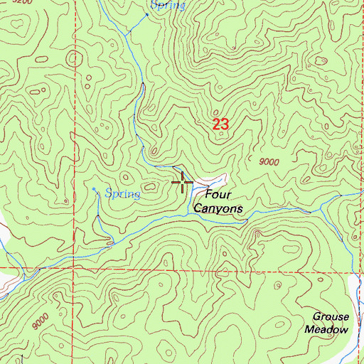 Topographic Map of Four Canyons, CA