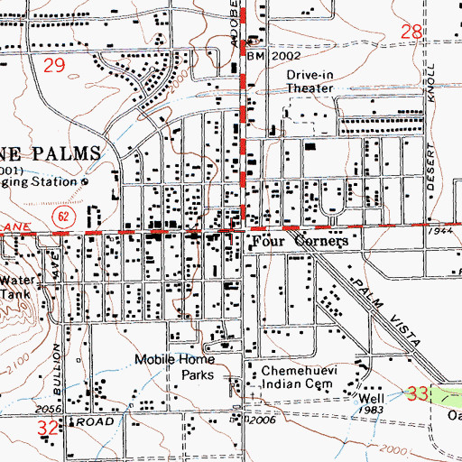 Topographic Map of Four Corners, CA