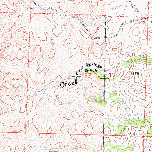 Topographic Map of Four Springs Gulch, CA