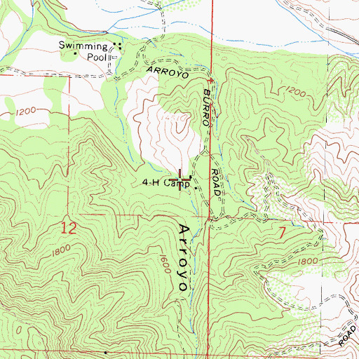 Topographic Map of Four-H Camp, CA