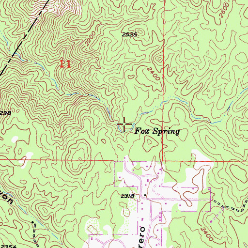 Topographic Map of Fox Spring, CA