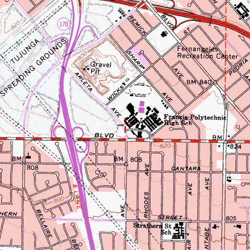 Topographic Map of Francis Polytechnic Senior High School, CA