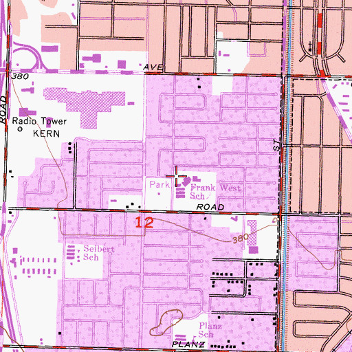 Topographic Map of Frank West Elementary School, CA