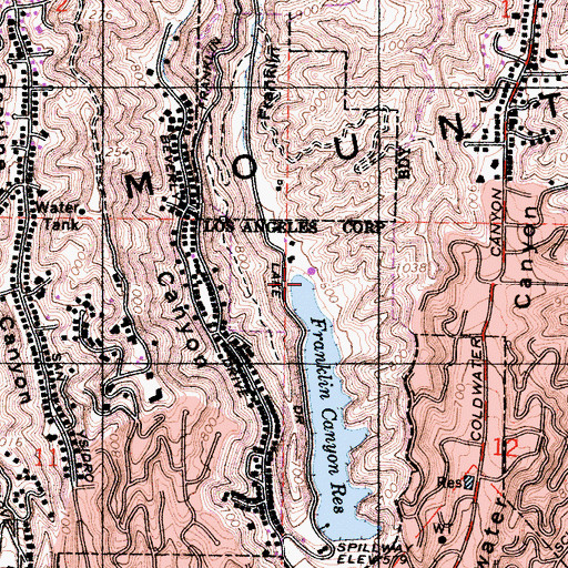 Topographic Map of Franklin Canyon, CA