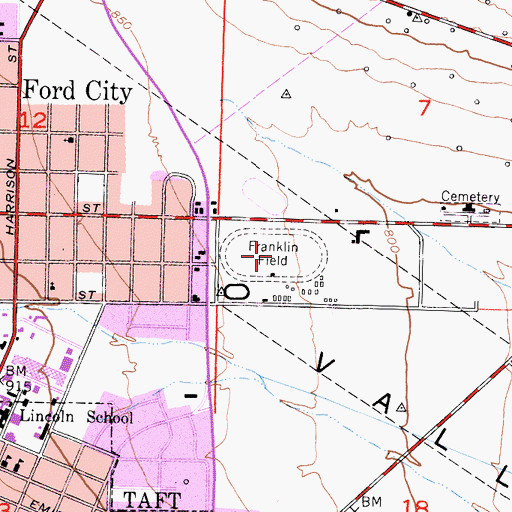 Topographic Map of Franklin Field, CA