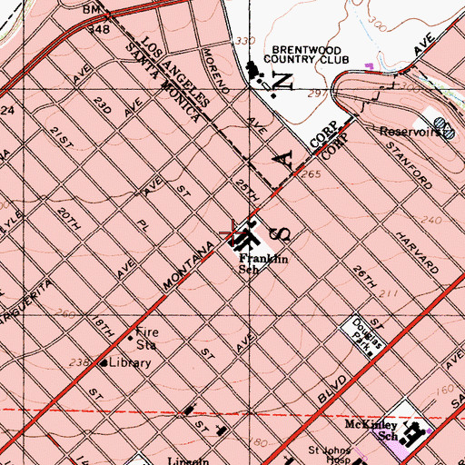 Topographic Map of Franklin Elementary School, CA