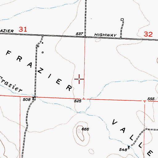 Topographic Map of Frazier Valley, CA