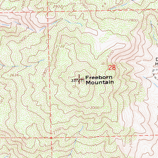 Topographic Map of Freeborn Mountain, CA