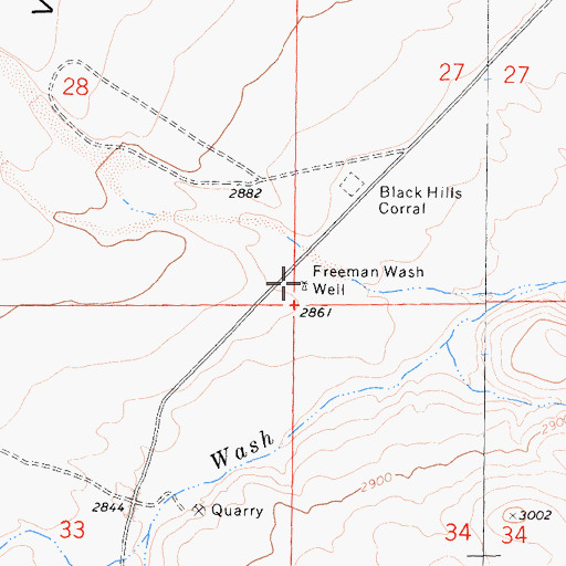 Topographic Map of Freeman Wash Well, CA