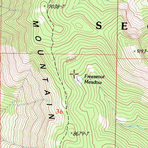 Topographic Map of Freezeout Meadow, CA