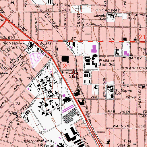 Topographic Map of Freight Station, CA