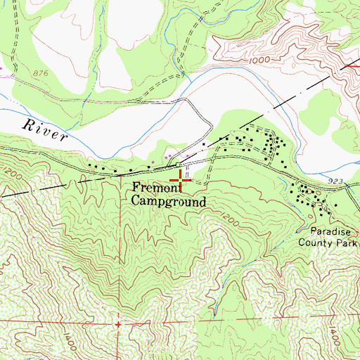 Topographic Map of Fremont Campground, CA