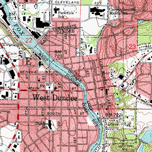 Topographic Map of No Name Creek, IL