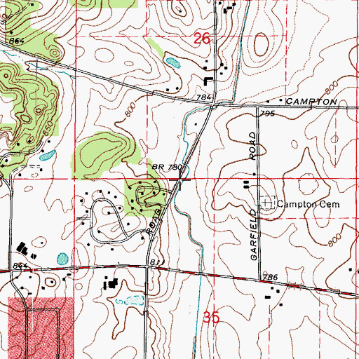 Topographic Map of Campton Woods Run, IL