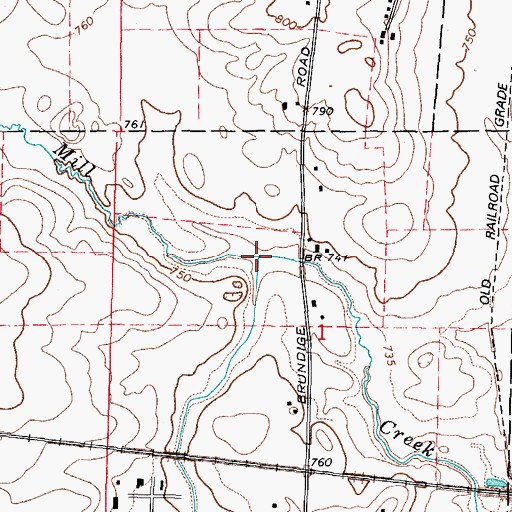Topographic Map of Johnsons Mound Run, IL