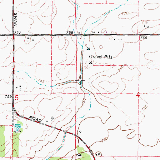 Topographic Map of Swan Drain, IL