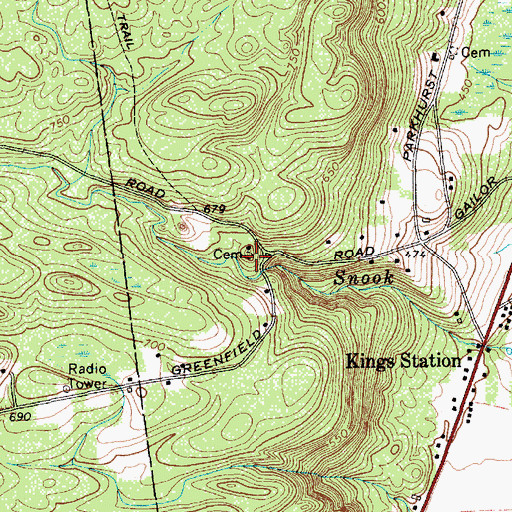 Topographic Map of Arnold Cemetery, NY