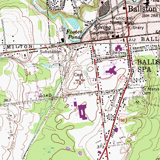 Topographic Map of Ballston Cemetery, NY