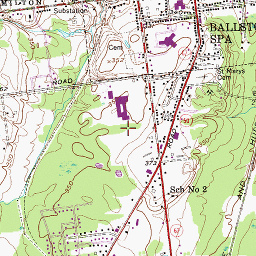 Topographic Map of Ballston Spa High School, NY