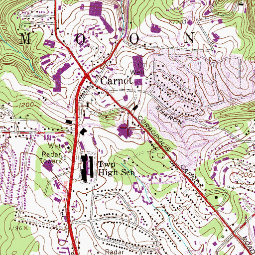 Topographic Map of Moon Area High School, PA