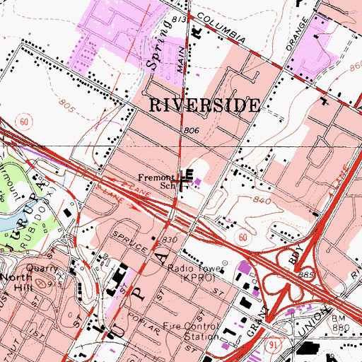 Topographic Map of Fremont Elementary School, CA