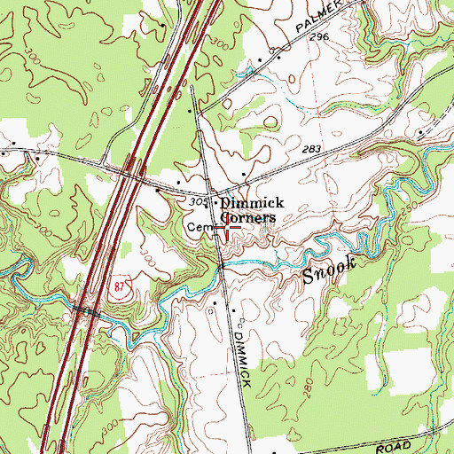 Topographic Map of Dimmick Cemetery, NY