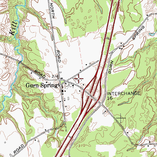 Topographic Map of Gurn Springs Cemetery, NY