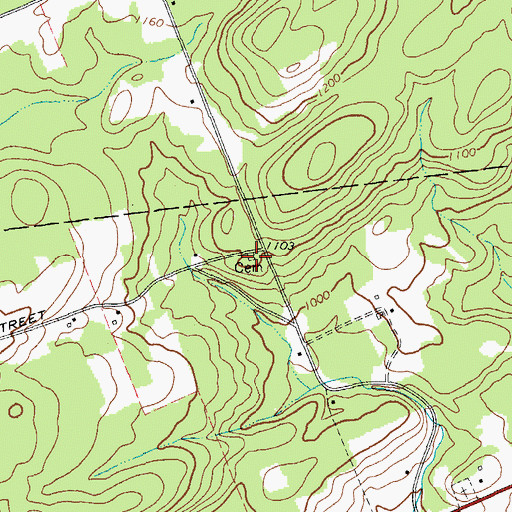 Topographic Map of Allen Cemetery, NY