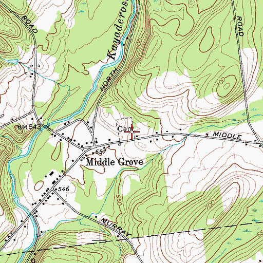 Topographic Map of Middle Grove Cemetery, NY
