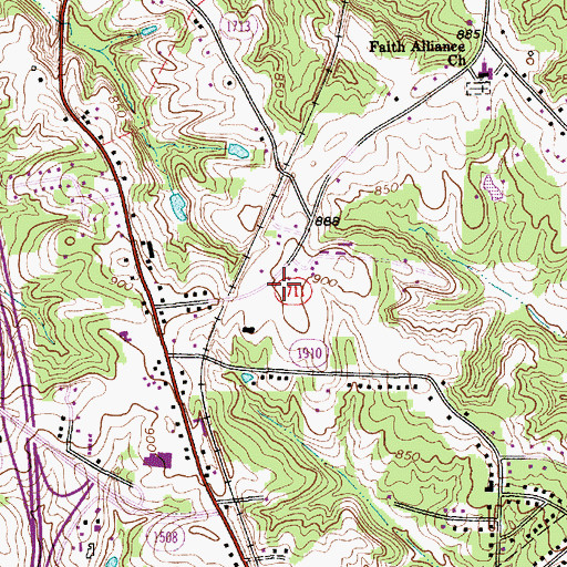 Topographic Map of Town of Midway, NC