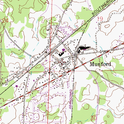 Topographic Map of Town of Munford, AL